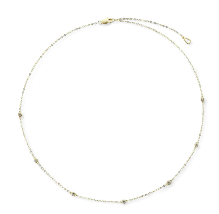 A fine dainty necklace with sparkles. Adjustable in length. Available in gold and silver. The perfect gift for her.