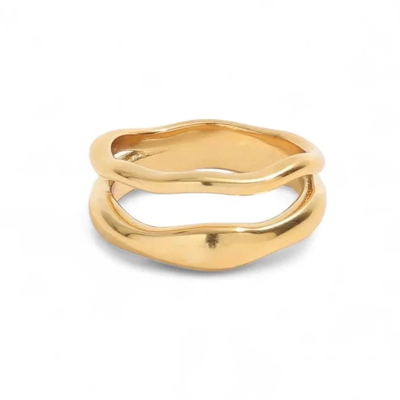 A gold stacking ring made from recycled gold. Made to be worn everyday. Anti-tarnish, sweat and water resistant.