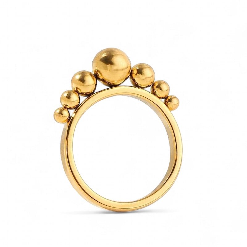 Een gouden ring met popcornmotief.   Popcorn ring. Gemaakt van Gerecycleerd goud. Anti-vernietiging. Perfect cadeau.