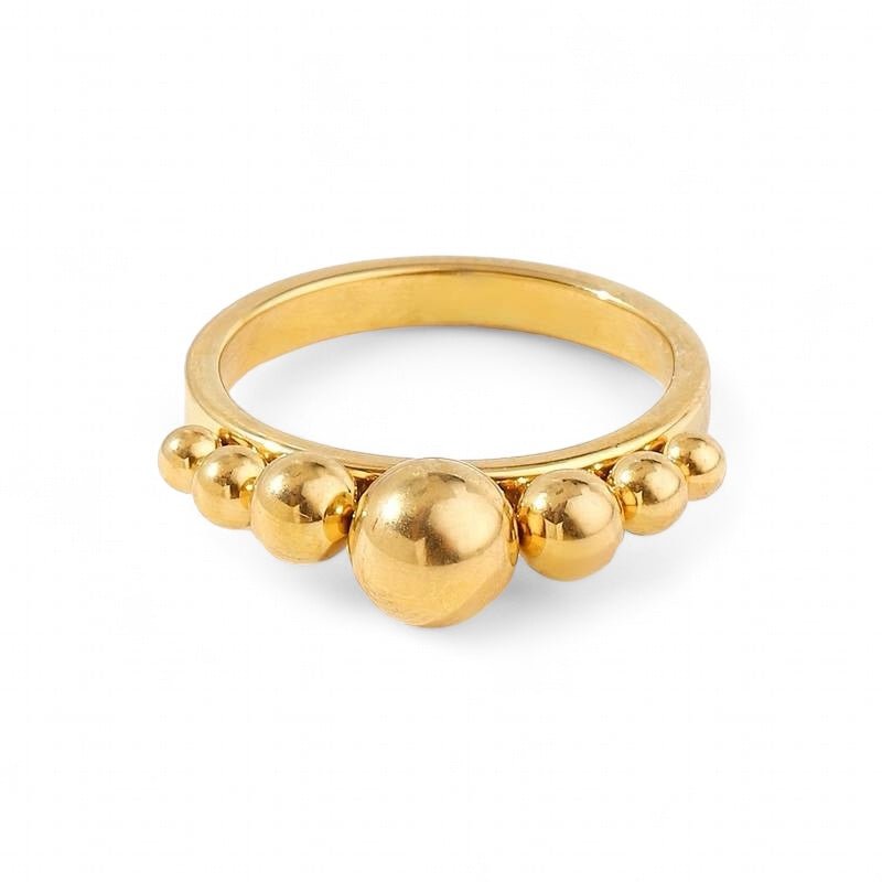 Een gouden ring met popcornmotief.   Popcorn ring. Gemaakt van Gerecycleerd goud. Anti-vernietiging. Perfect cadeau.