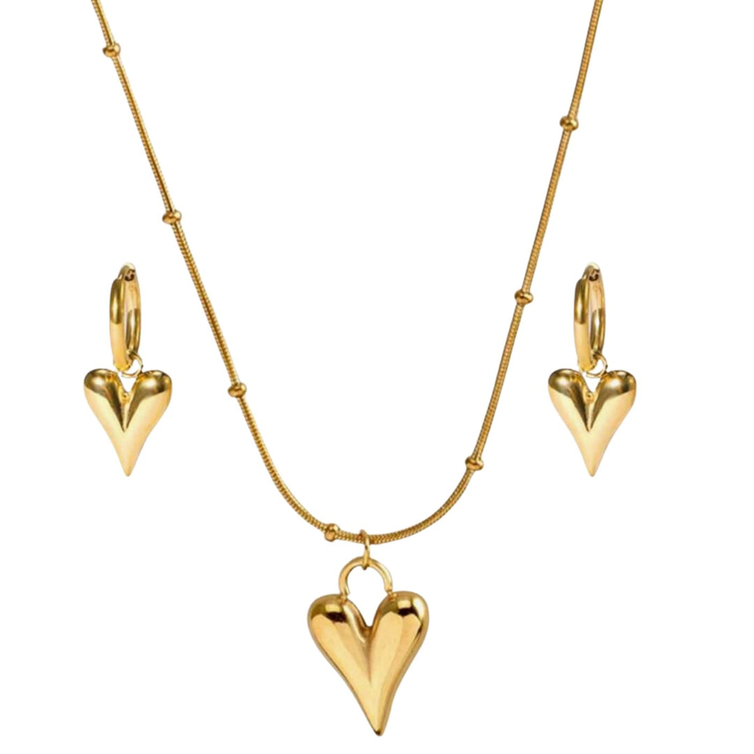 Heart Necklace and Earrings Set