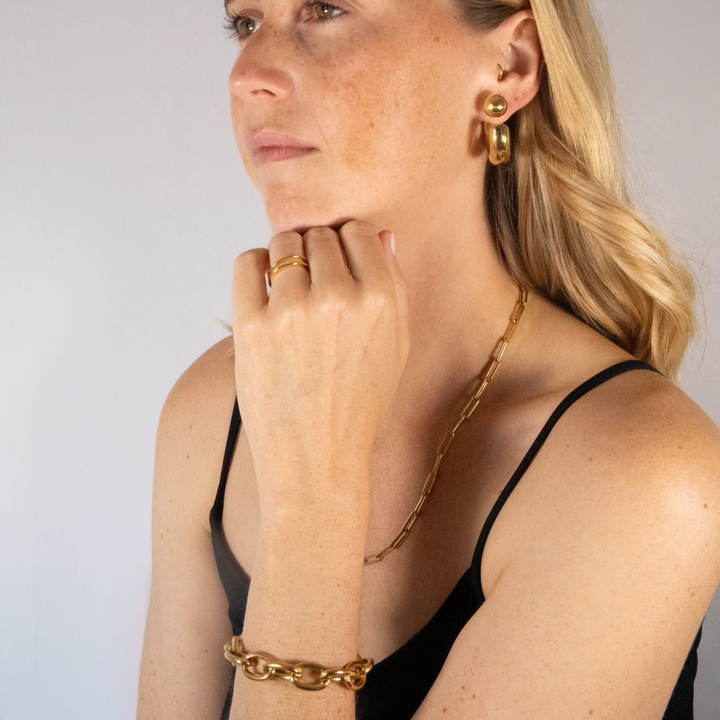 Cuban bracelet in gold.  Especially designed in recycled gold for small wrists.