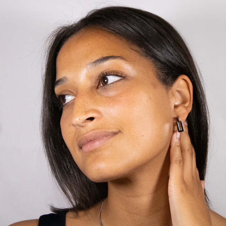 Small dangly geometric earrings in gold and silver. Light-weight, comfortable. The perfect gift.