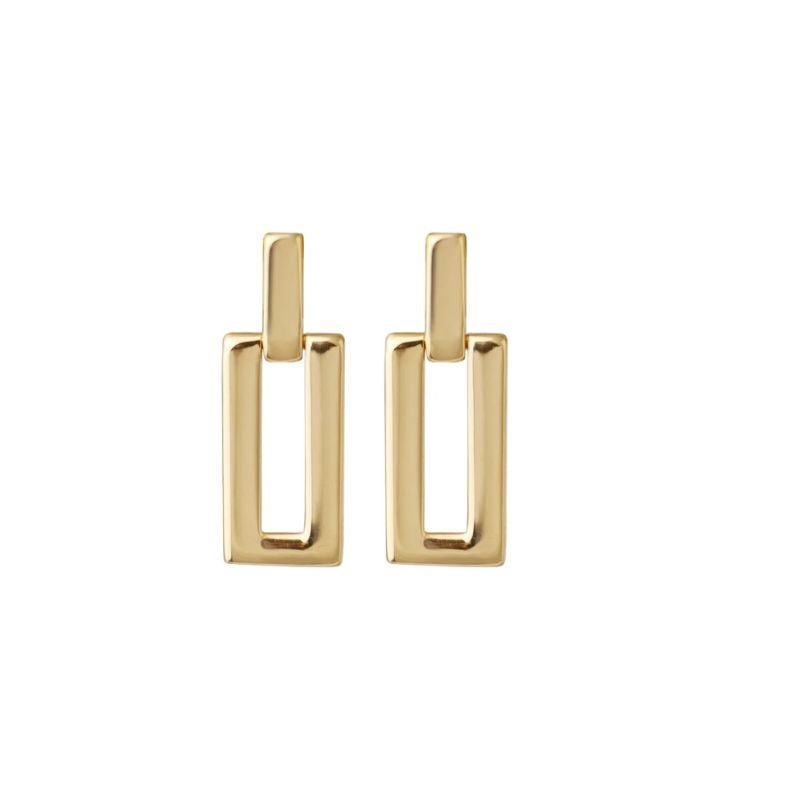 Small dangly geometric earrings in gold and silver. Light-weight, comfortable. The perfect gift.