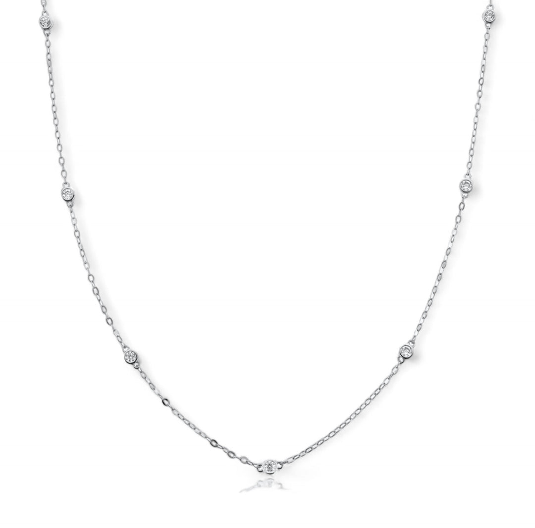 A fine dainty necklace with sparkles. Adjustable in length. Available in gold and silver. The perfect gift for her.