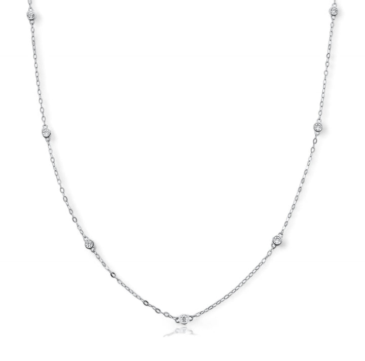 A fine dainty necklace with sparkles. Adjustable in length. Available in gold and silver. The perfect gift for her.