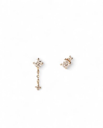 Two piece stud earrings, one dangle and one stud with sparkle. Made from recycled gold or silver. Perfect gift for her.