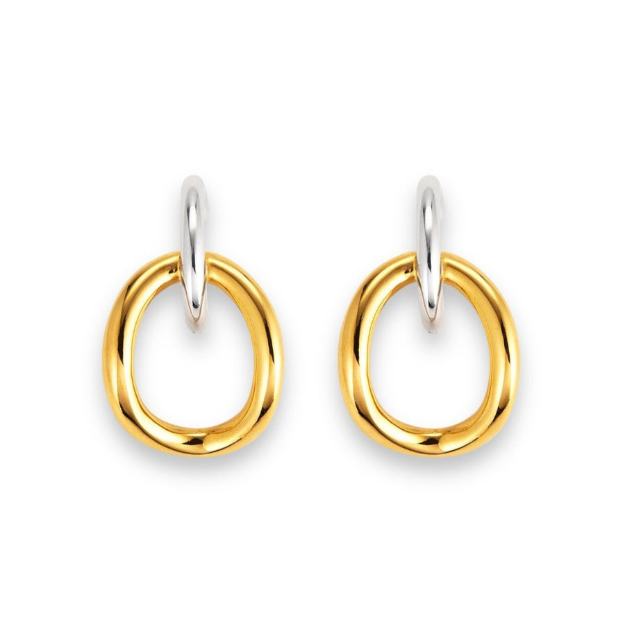 Sustainable tone earrings that can be worn two ways. Made from recycled gold and silver. Anti-tarnish. Perfect gift.